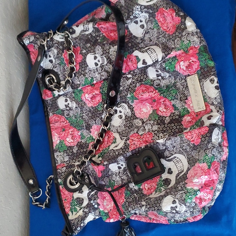 Betsey Johnson skull and roses purse
